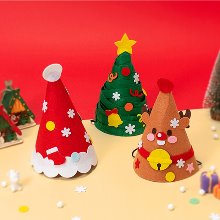 크리스마스 파티용 산타 트리 루돌프 부직포 꼬깔 모자 만들기 3종