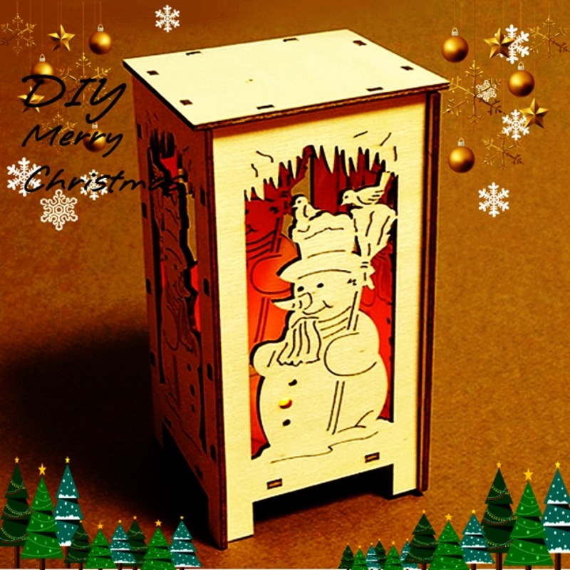 DIY만들기 입체 나무 크리스마스 눈사람 무드등 만들기 램프포함