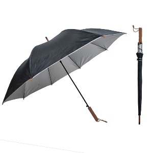 장우산 70 실버 라인 일자형 우드 손잡이 우산