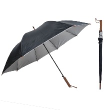 장우산 70 실버 라인 일자형 우드 손잡이 우산